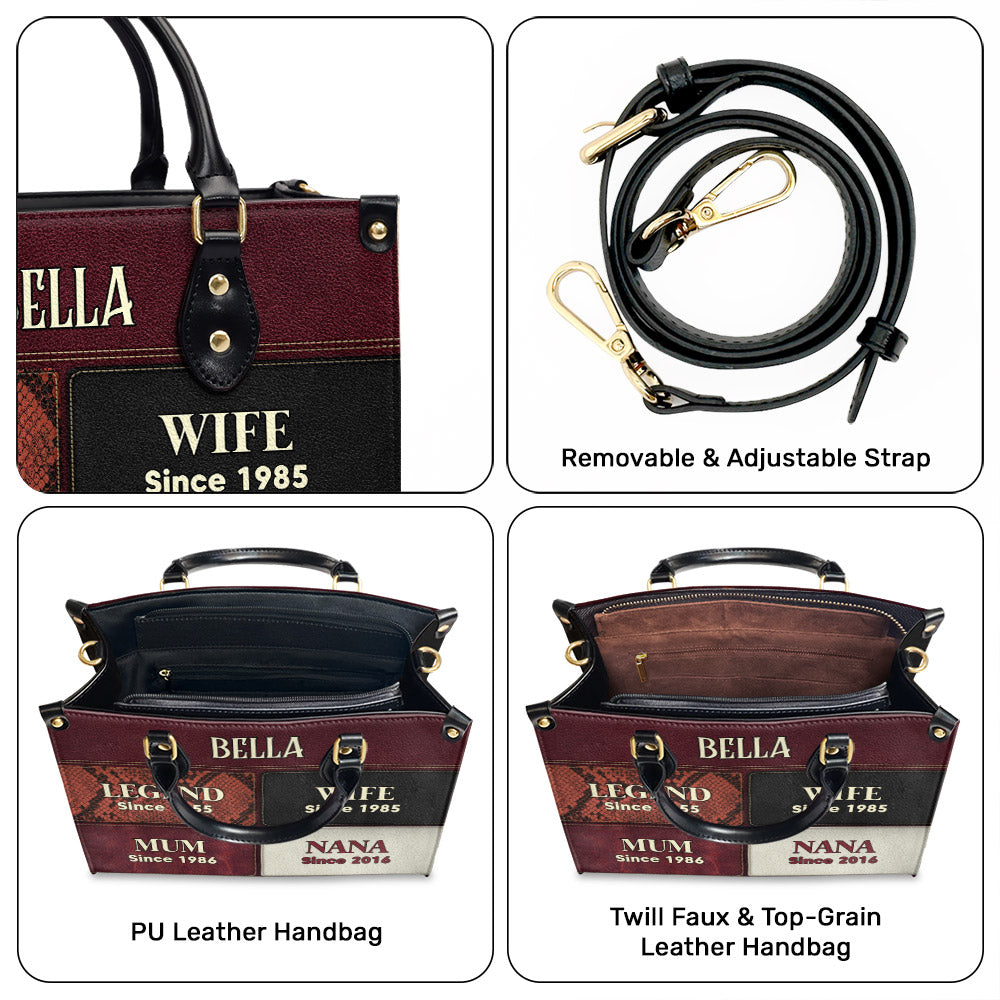 Grandma Since Year - Personalized Custom Leather Bag