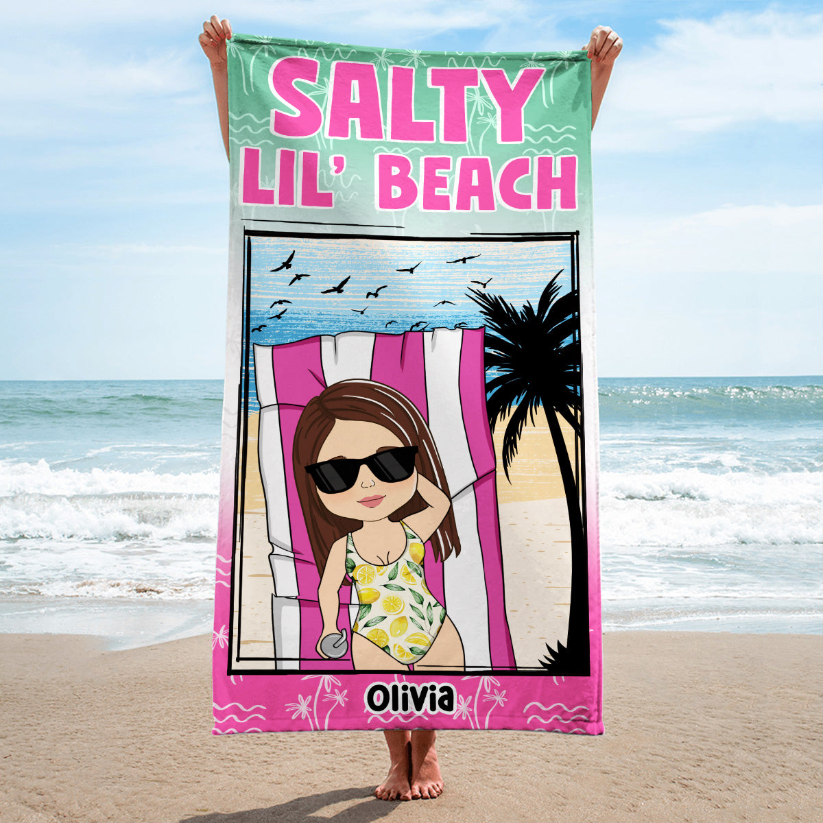 Salty Lil Beach - Personalized Custom Beach Towel