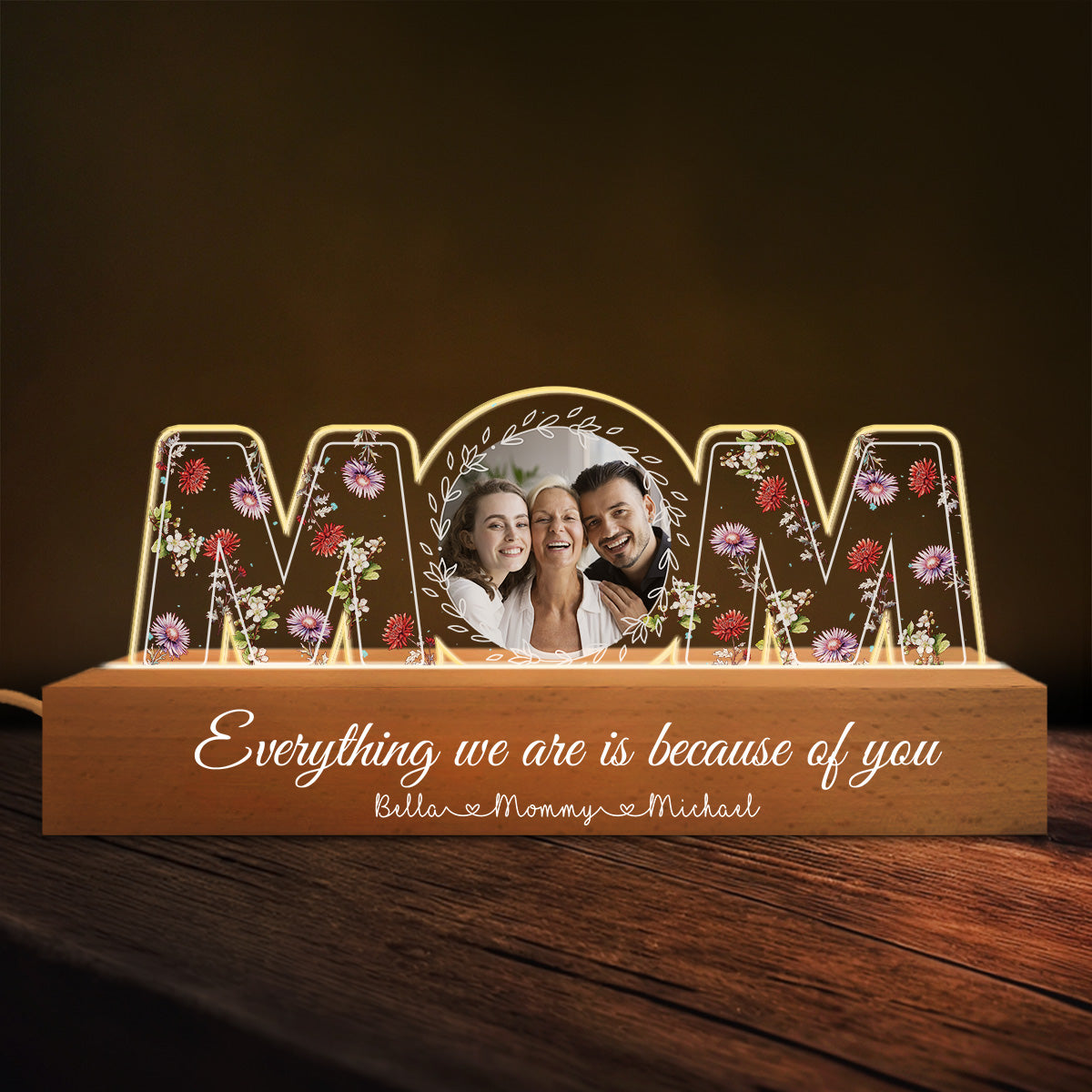 To The Moon And Back For You - Personalized Custom Acrylic Letters 3D LED Night Light