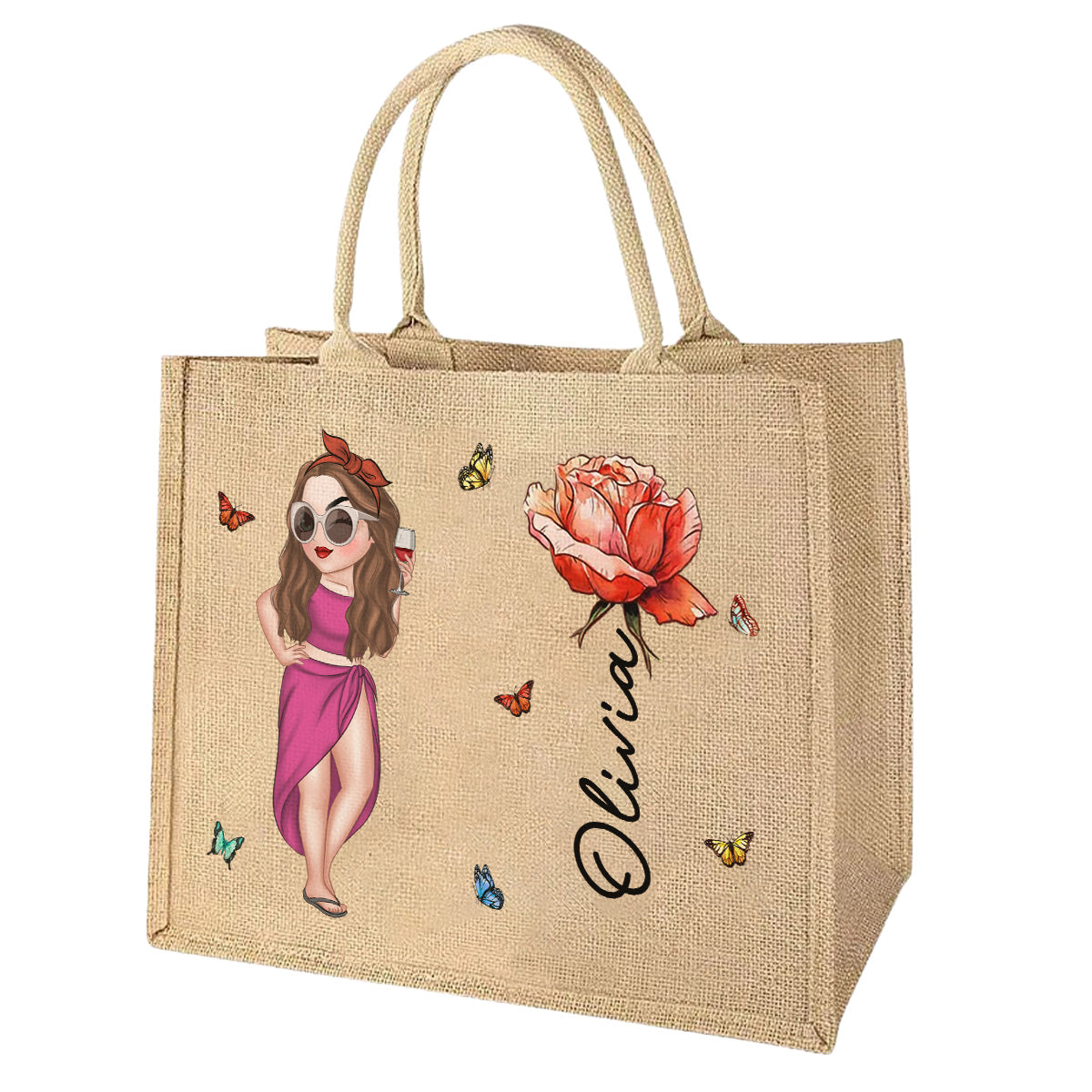 Hola Beaches Version 2 - Personalized Custom Jute Tote Bag
