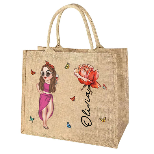 Hola Beaches Version 2 - Personalized Custom Jute Tote Bag