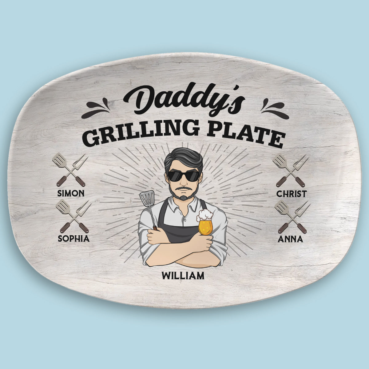 Daddy Is Grilling So We Better Step Back Version 2 - Personalized Custom Platter