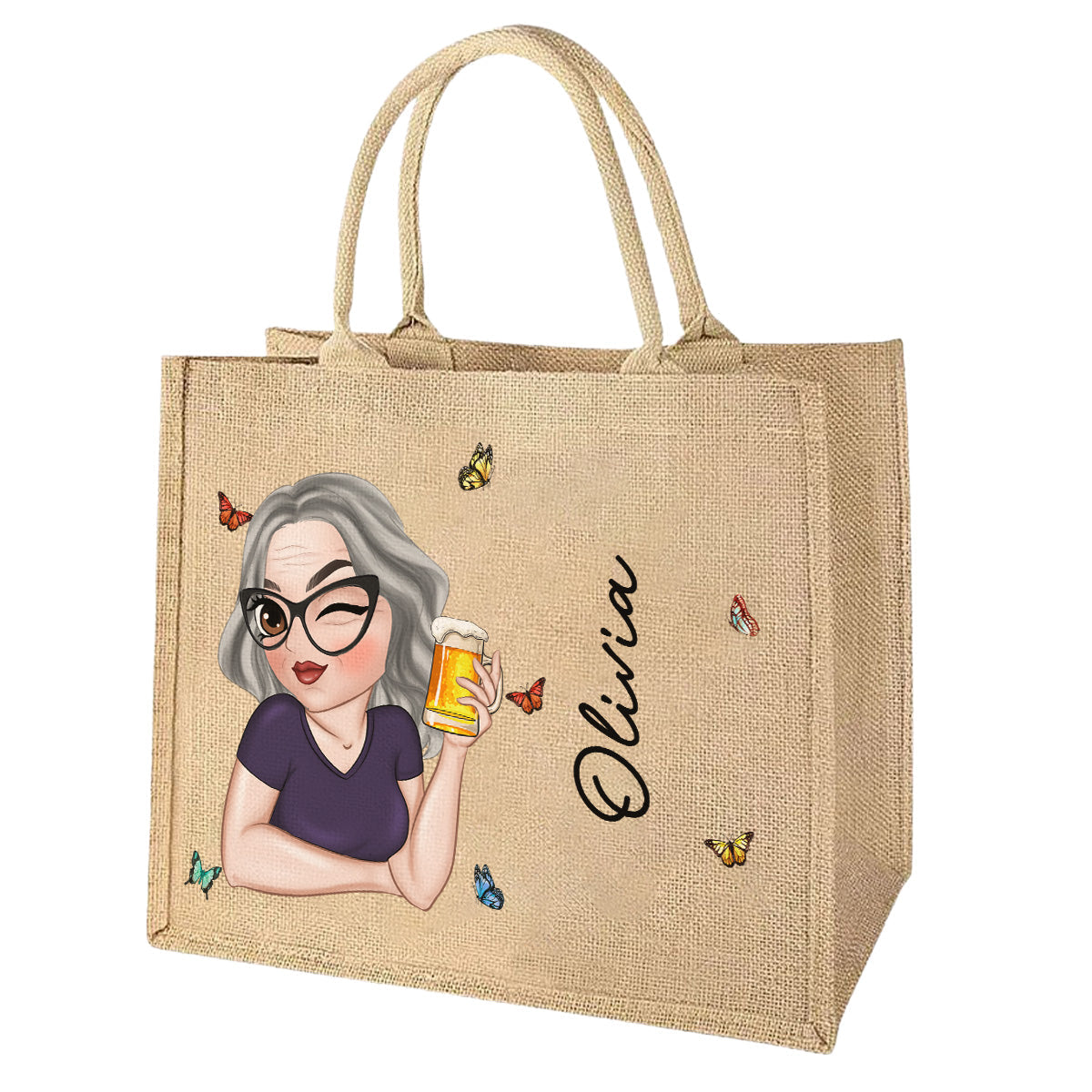 Tropical Bag - Personalized Custom Jute Tote Bag