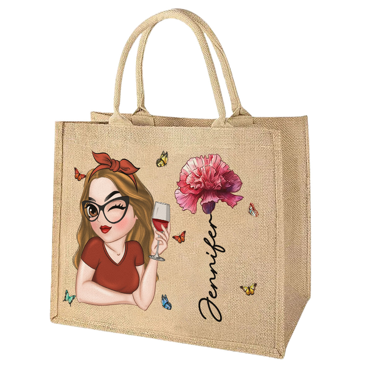 It Is Holiday Time - Personalized Custom Jute Tote Bag