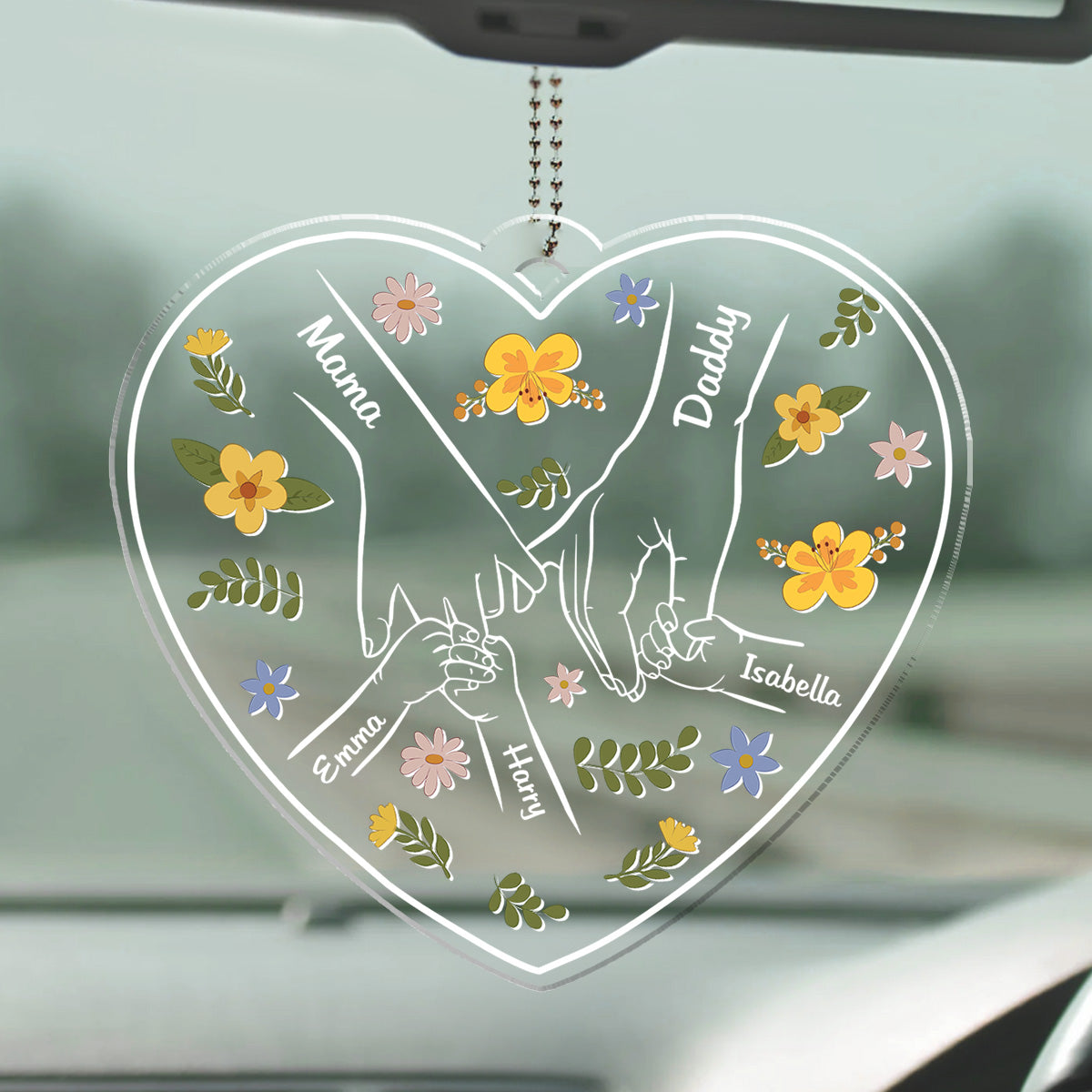 A Family Is A Round Of Love - Personalized Acrylic Car Ornament