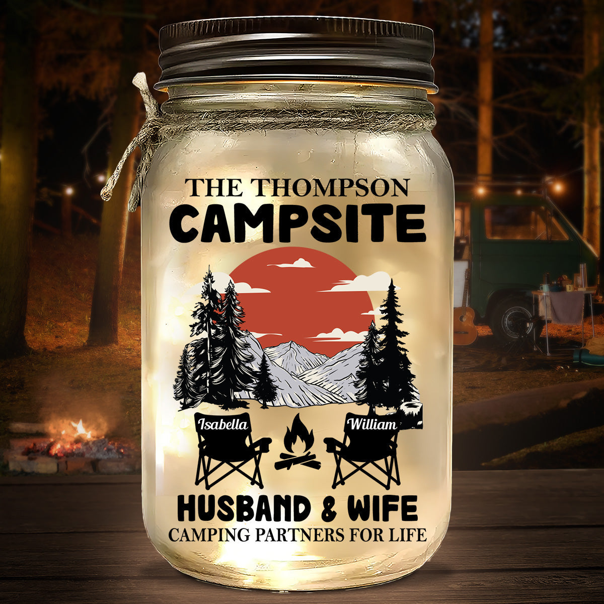 Campsite - Personalized Custom Mason Jar Light