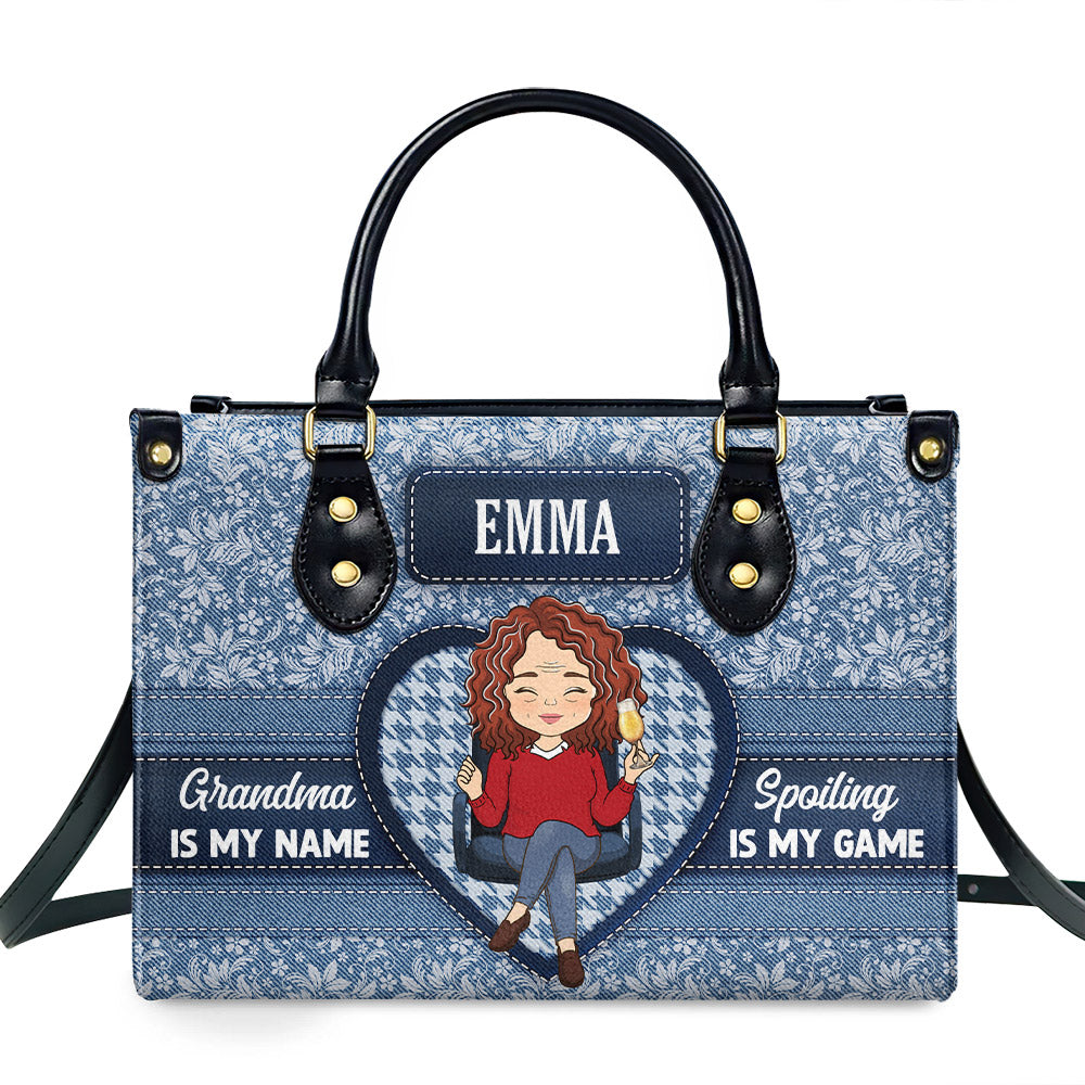 Grandma Is My Name - Personalized Custom Leather Bag
