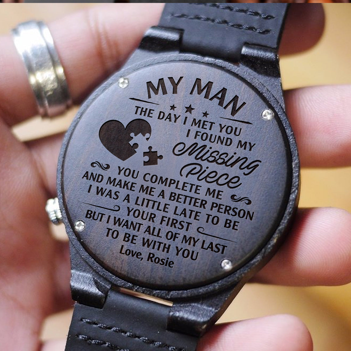 I Found My Missing Peace - Personalized Custom Wood Watch
