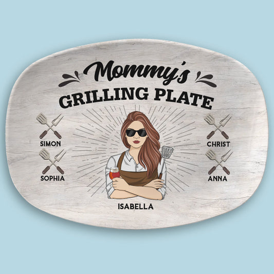 Daddy Is Grilling So We Better Step Back Version 2 - Personalized Custom Platter