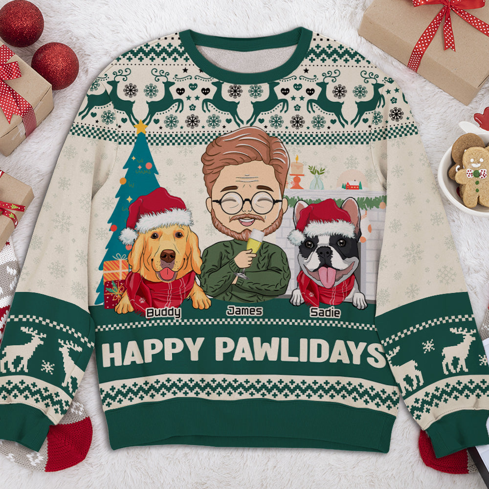 Pawlidays With Dogs - Personalized Custom All-Over-Print Sweatshirt