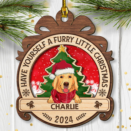 A Furry Little Christmas - Personalized Custom 2-layered Wood Ornament