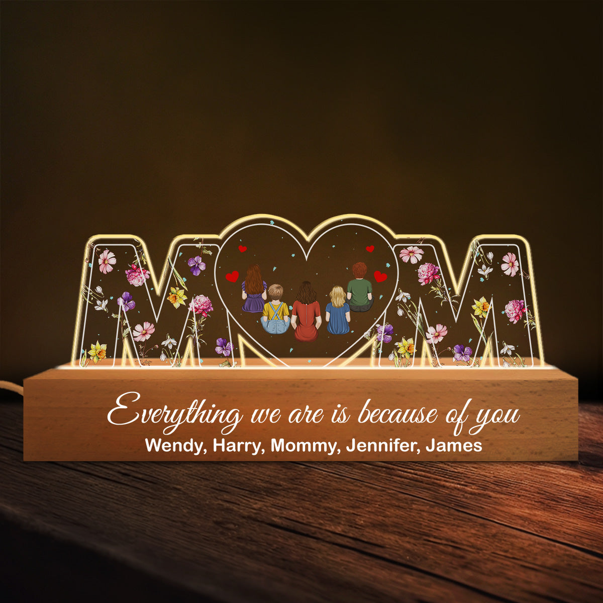 You Are The World Mom - Personalized Custom Acrylic Letters 3D LED Night Light