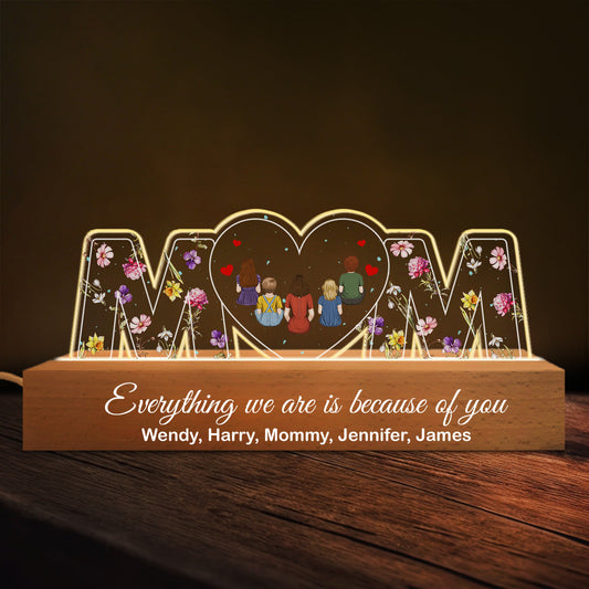 You Are The World Mom - Personalized Custom Acrylic Letters 3D LED Night Light