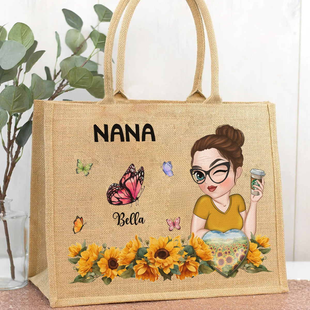 Awesome Grandma - Personalized Custom Jute Tote Bag