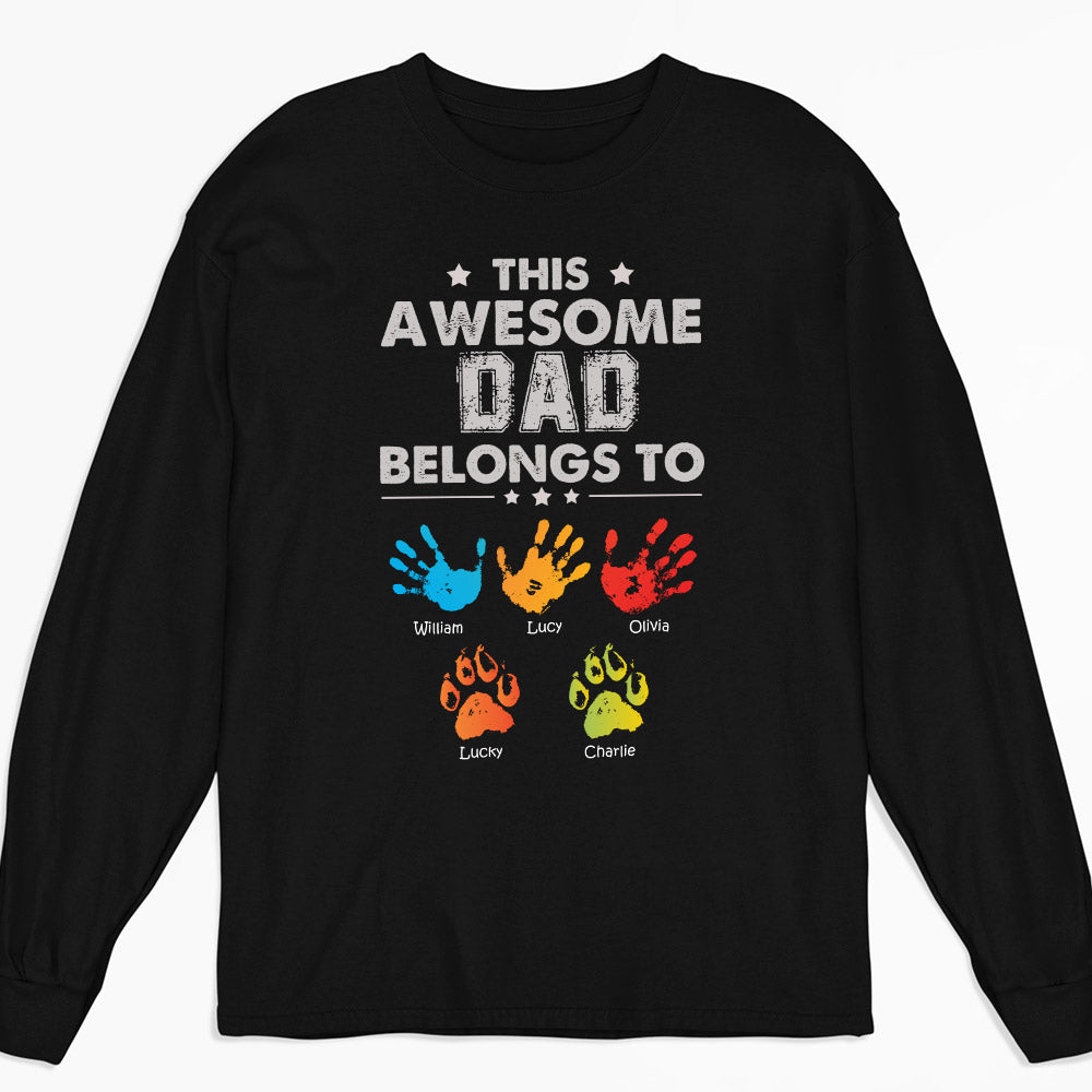 Awesome Dad Belongs To - Personalized Custom Shirt