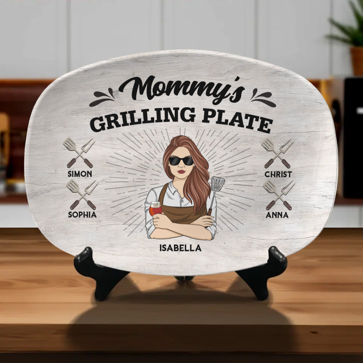 Daddy Is Grilling So We Better Step Back Version 2 - Personalized Custom Platter