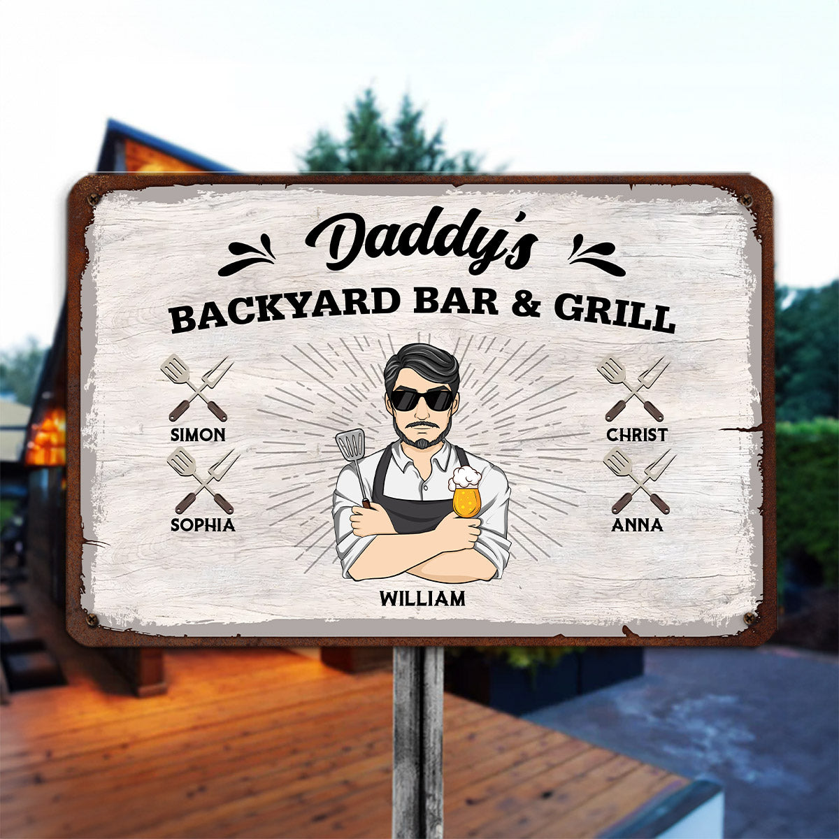 Daddy Mommy Grilling Place - Personalized Custom Metal Sign