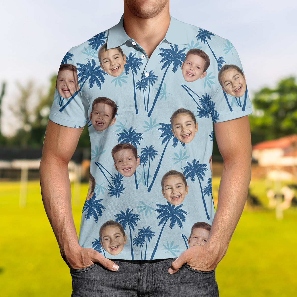 Custom Photo Best Dad Ever - Personalized Photo Polo Shirt