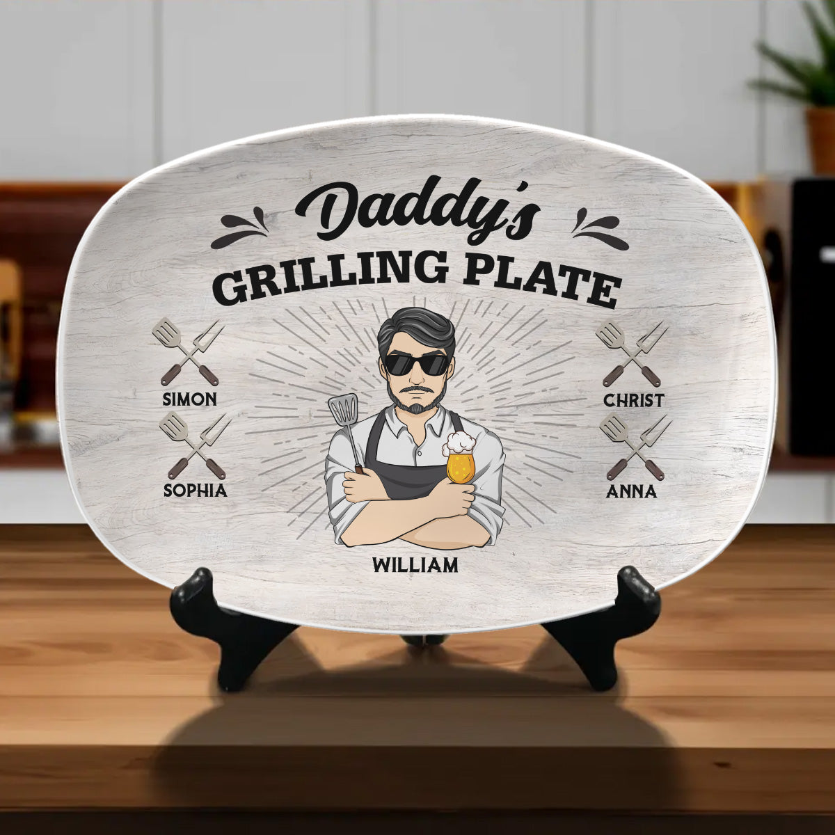 Daddy Is Grilling So We Better Step Back Version 2 - Personalized Custom Platter