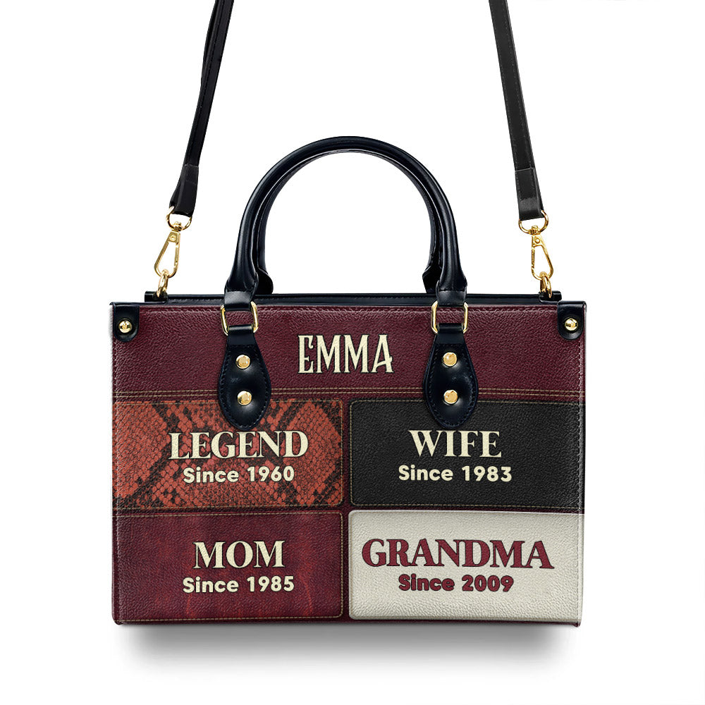 Grandma Since Year - Personalized Custom Leather Bag