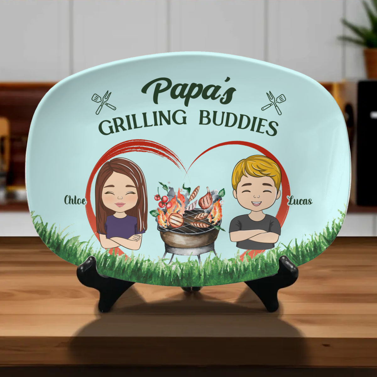 Papa Is Grilling Buddies - Personalized Custom Platte