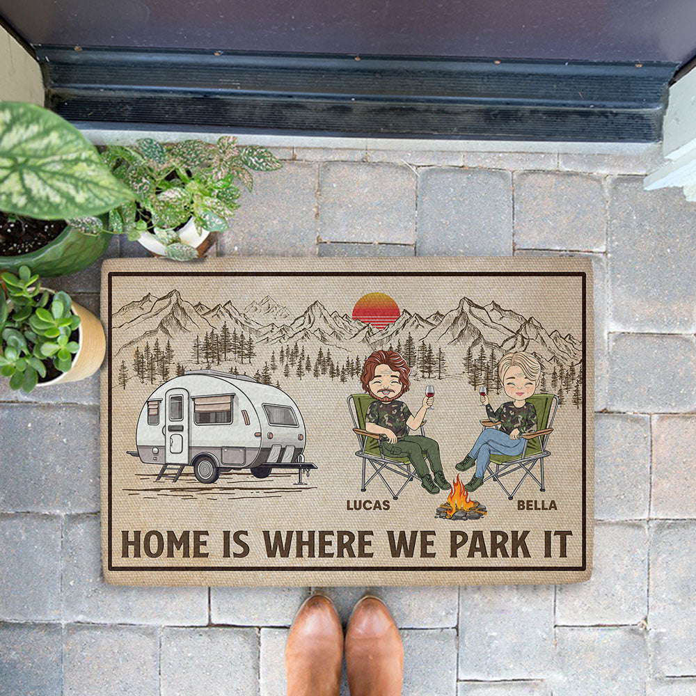 Home Is Where We Park It - Personalized Custom Doormat