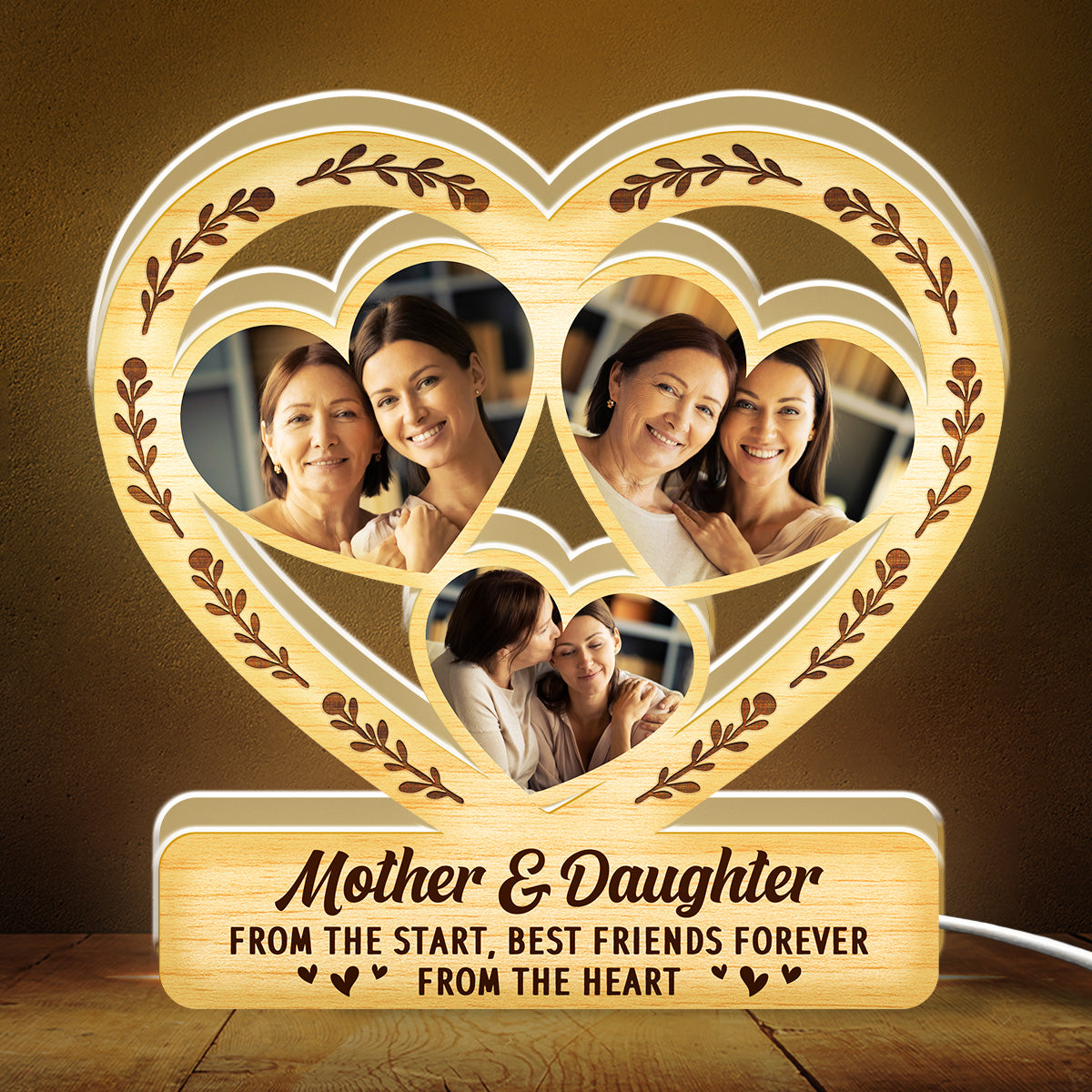 Mother And Daughter From The Heart - Personalized Custom Light Box