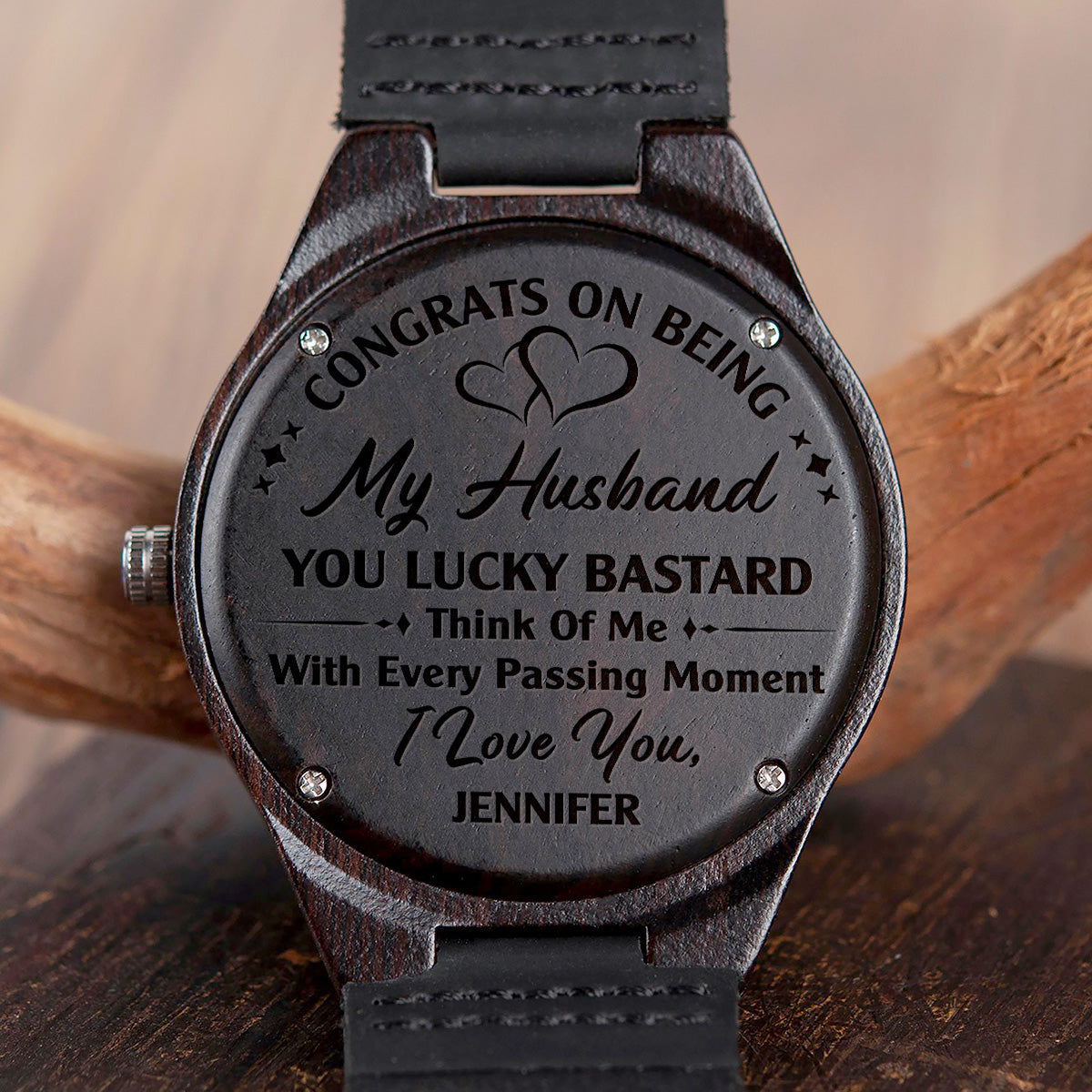 Think Of Me With Every Passing Moment - Personalized Custom Wood Watch