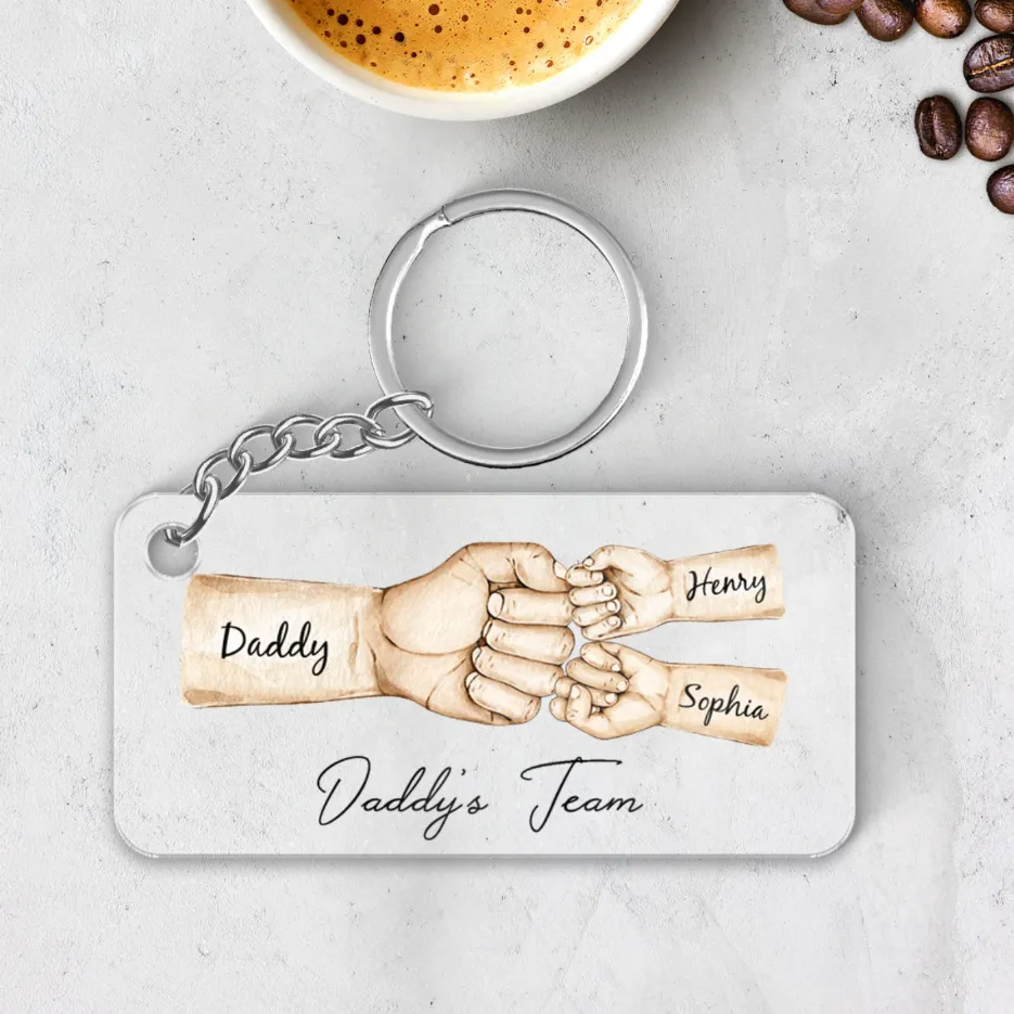 Daddy Team Fist Bump - Personalized Custom Acrylic Keychain