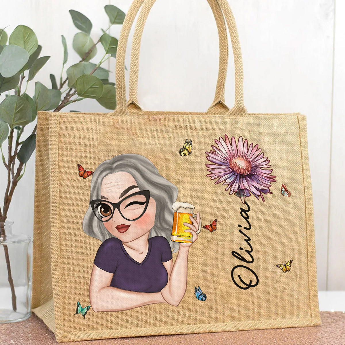 It Is Holiday Time - Personalized Custom Jute Tote Bag