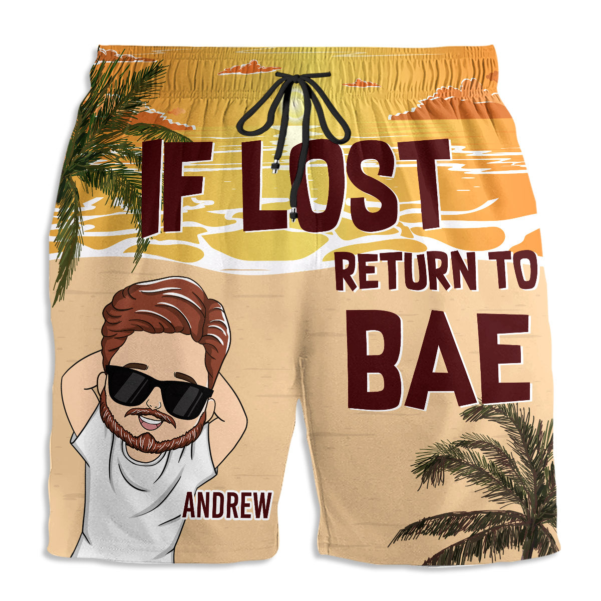 If Lost Return To Bae  - Personalized Custom Couple Beach Shorts