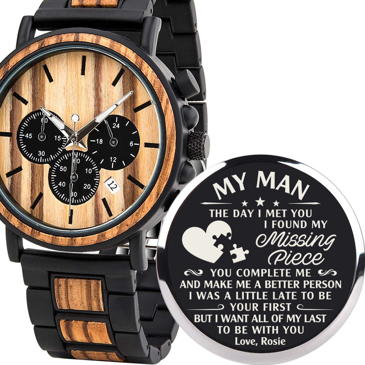 I Found My Missing Peace - Personalized Engraved Wooden Watches GP009