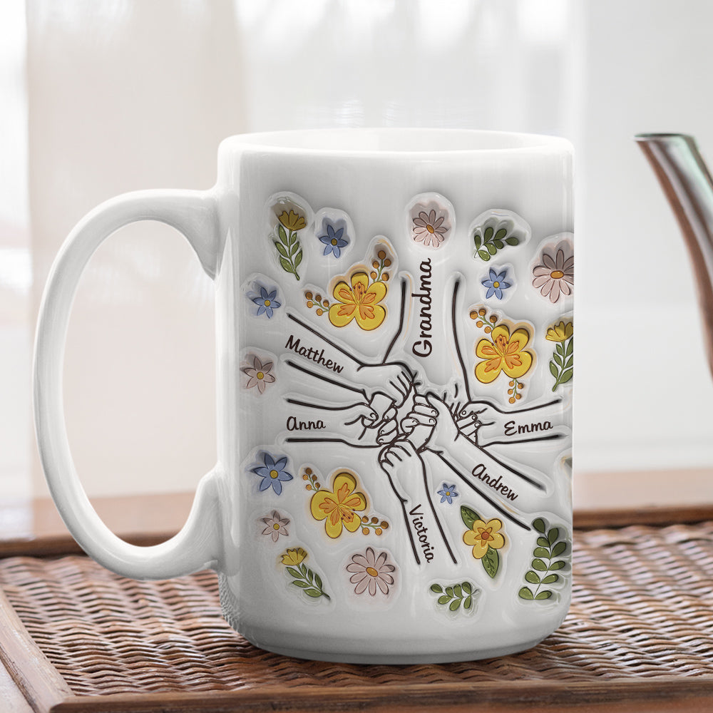Mom Hold Our Hands, Also Our Hearts - Personalized Custom 3D Inflated Effect Mug