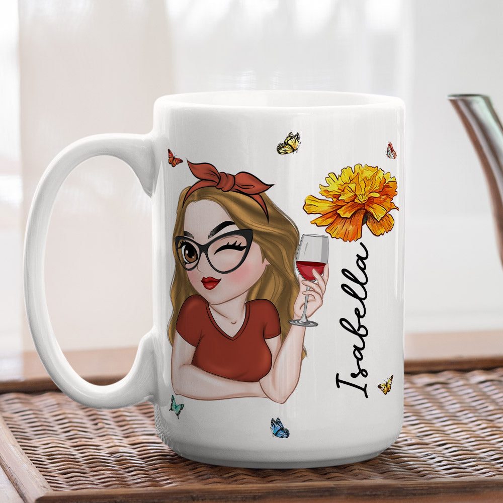 Birth Flower With Name - Personalized Custom Coffee Mug