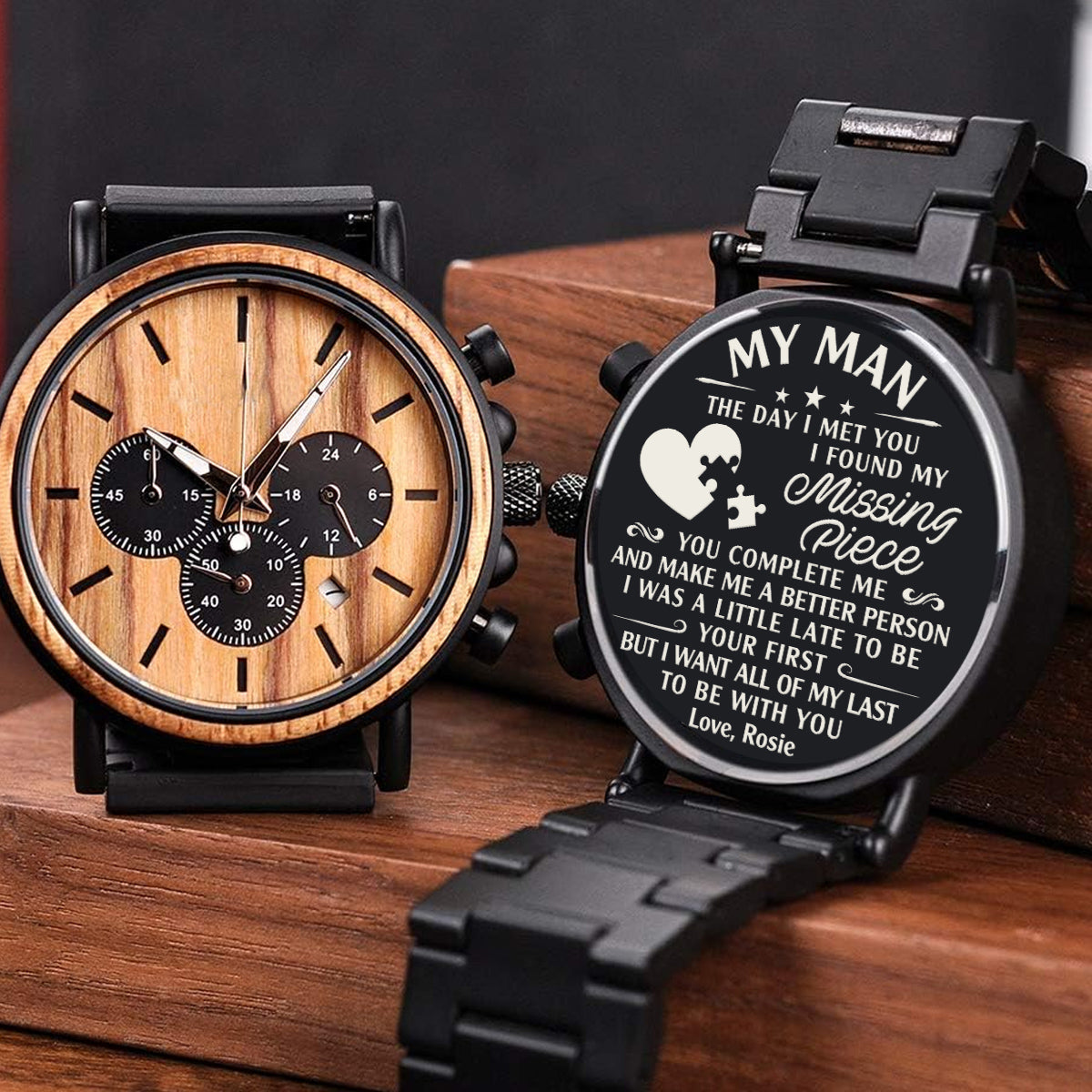 I Found My Missing Peace - Personalized Engraved Wooden Watches GP009
