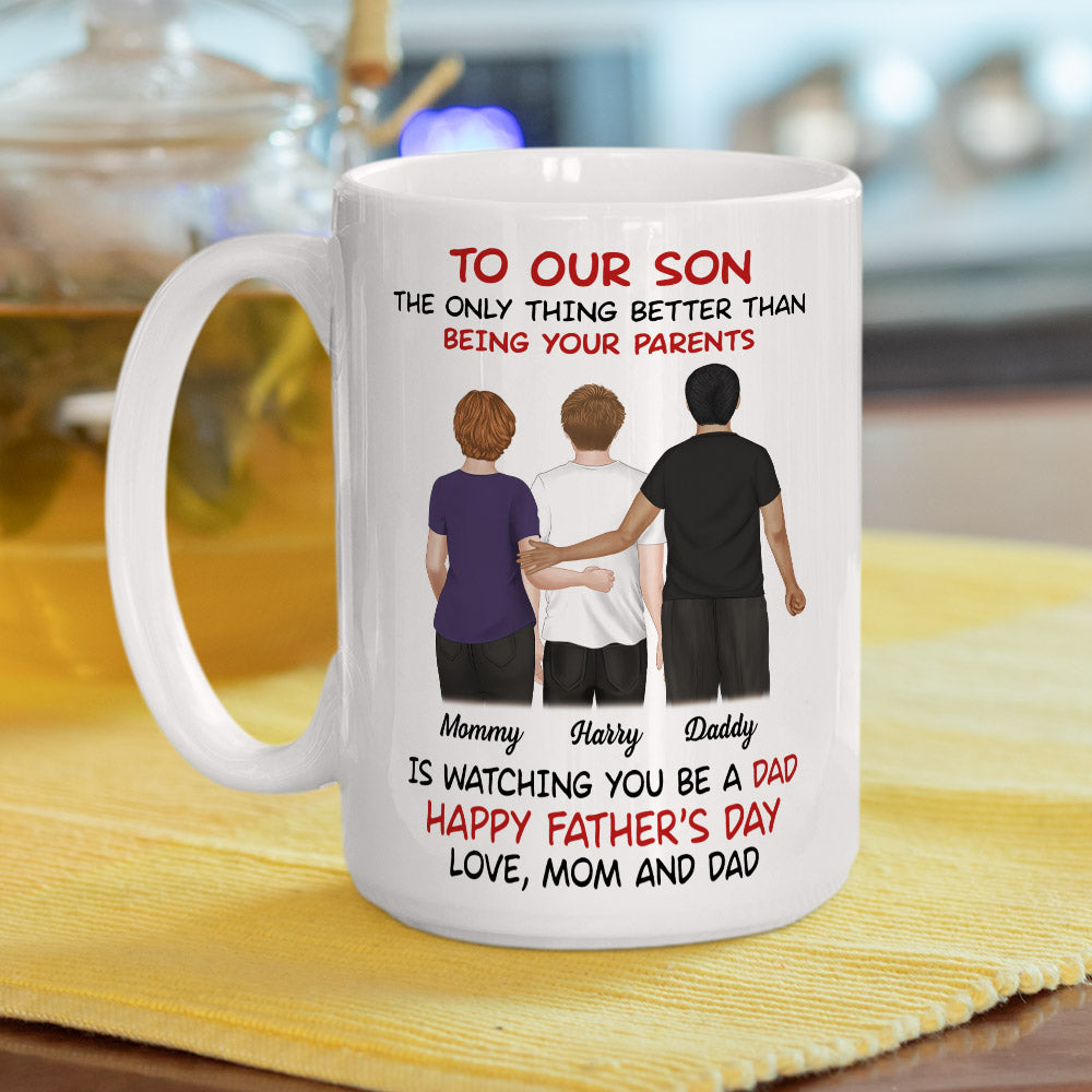 From Parents To Son Happy Fathers Day  - Personalized Custom Coffee Mug