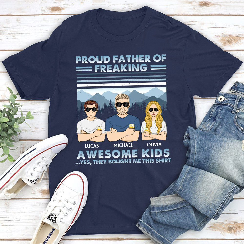 Proud Father Of Awesome Kids - Personalized Custom Shirt
