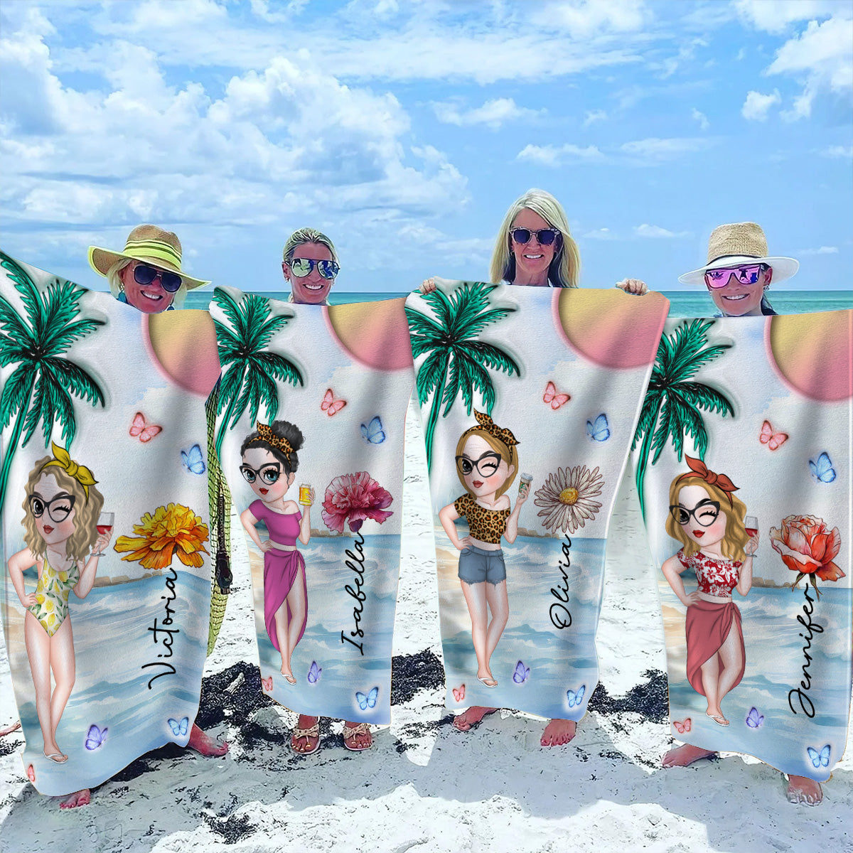 Beach And Flower - Personalized Custom 3D Inflated Effect Beach Towel