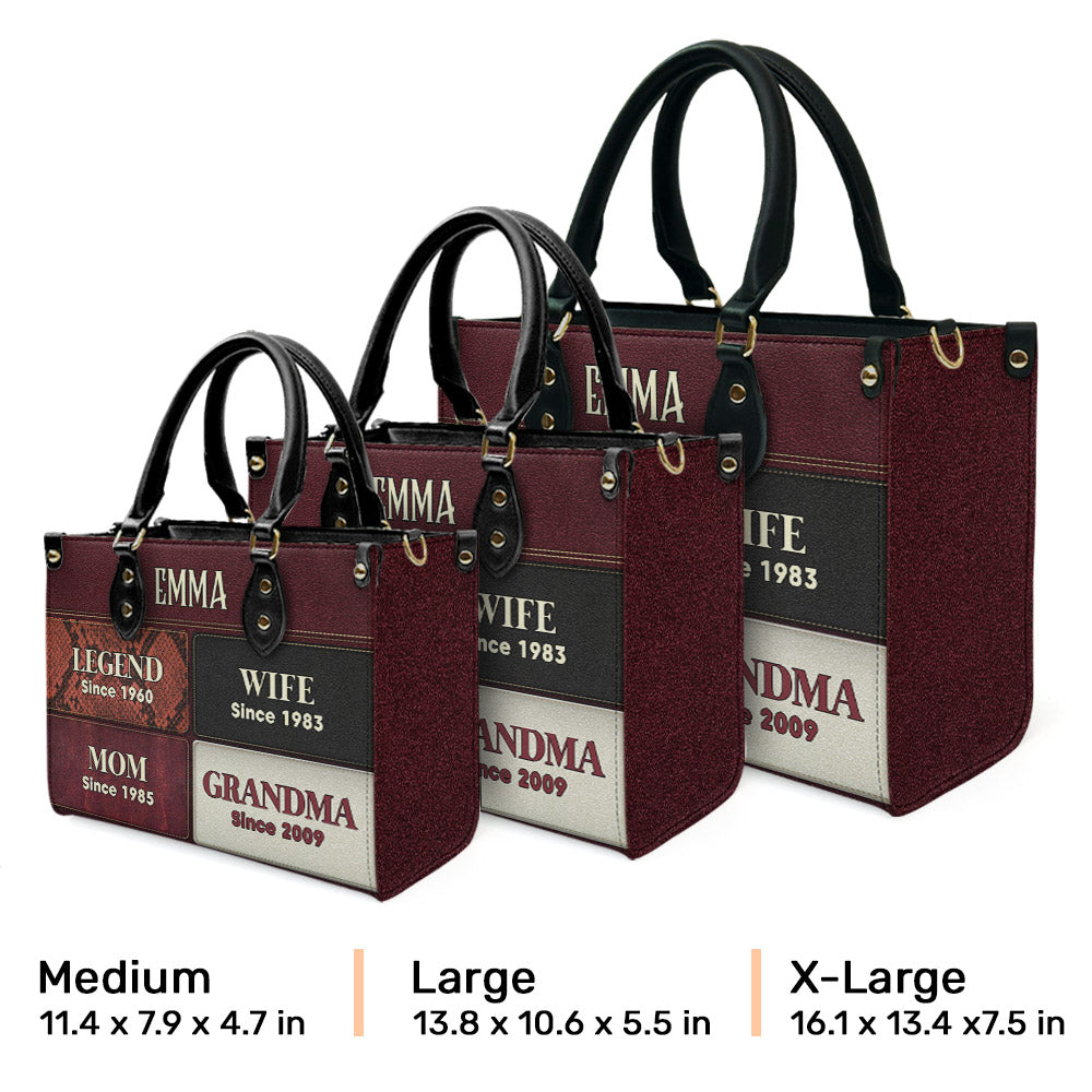 Grandma Since Year - Personalized Custom Leather Bag