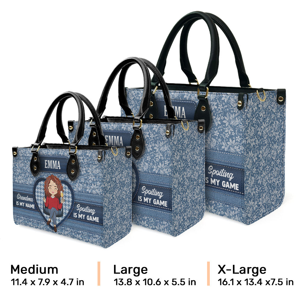 Grandma Is My Name - Personalized Custom Leather Bag