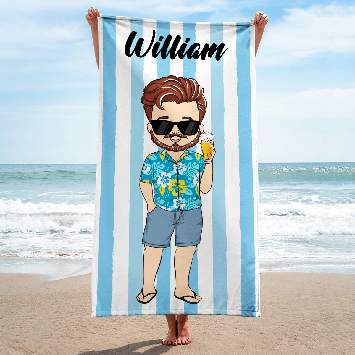 Chibi Lady - Personalized Custom Beach Towel