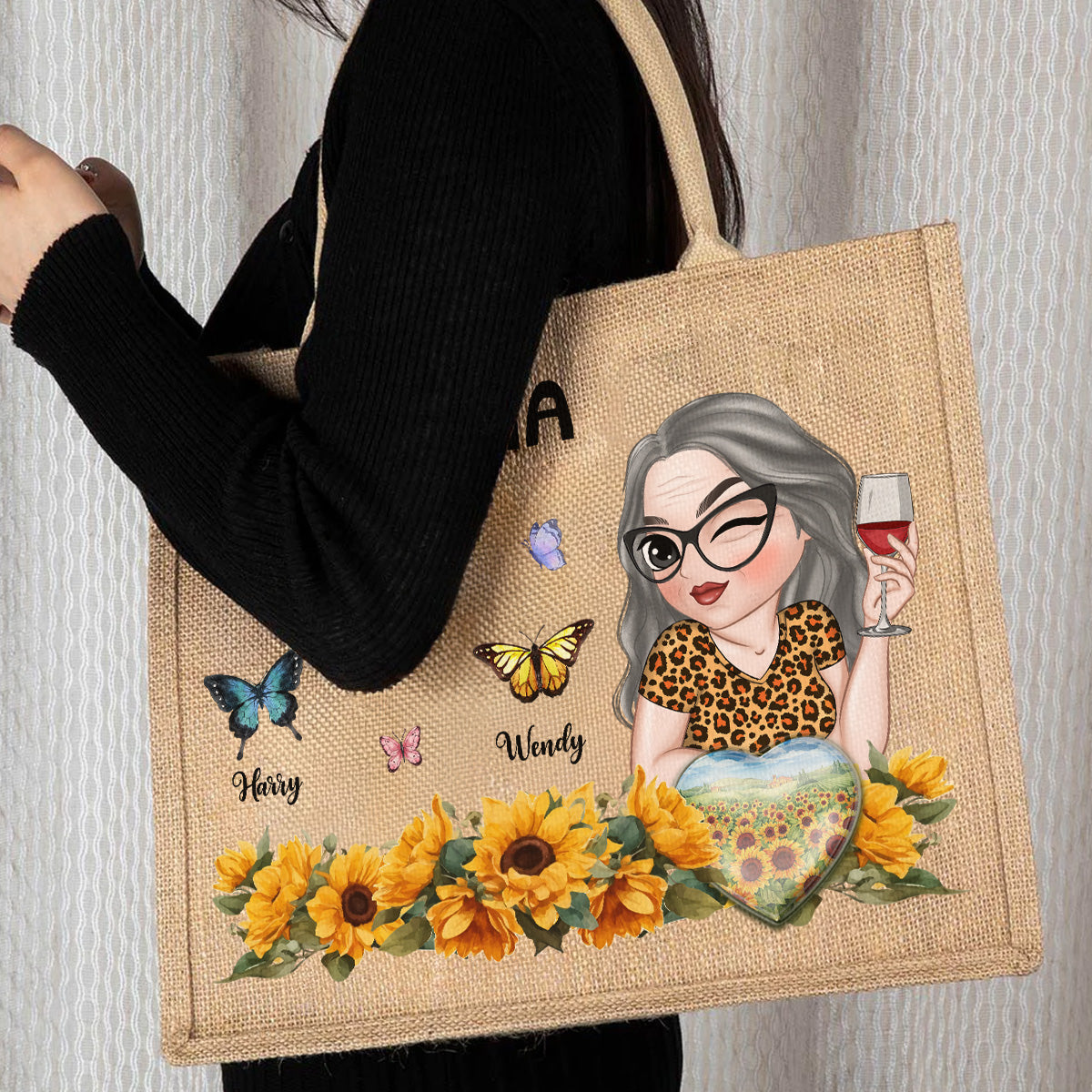 Awesome Grandma - Personalized Custom Jute Tote Bag