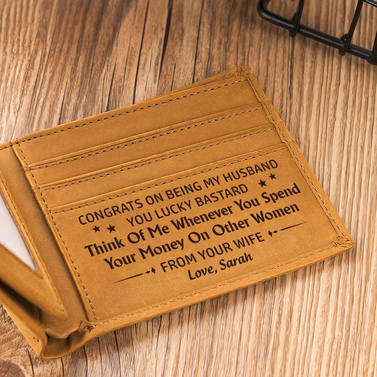 Think Of Me Whenever You Spend Your Money On Other Women - Personalized Custom Men Leather Wallet