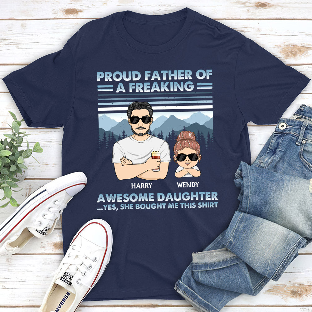 Proud Father Of Freaking Awesome Kids Young - Personalized Custom Shirt