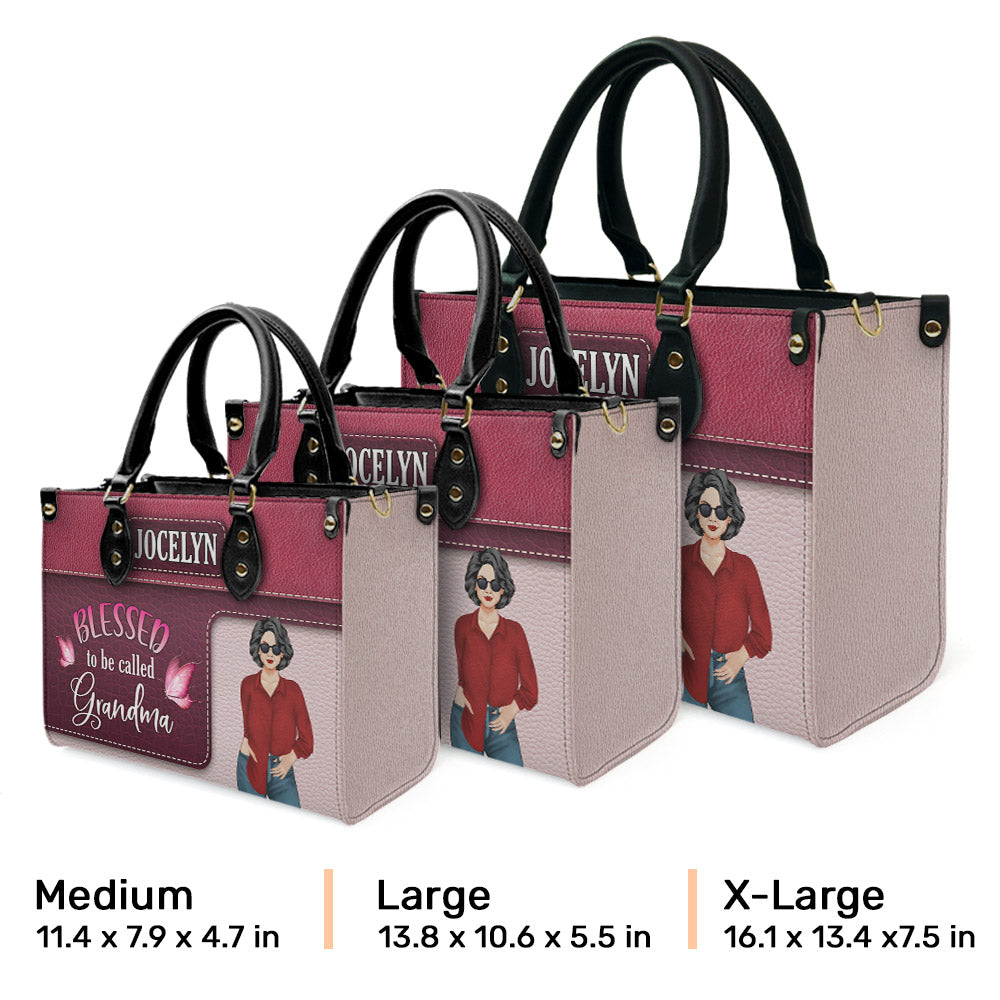 Blessed Grandma - Personalized Custom Leather Bag