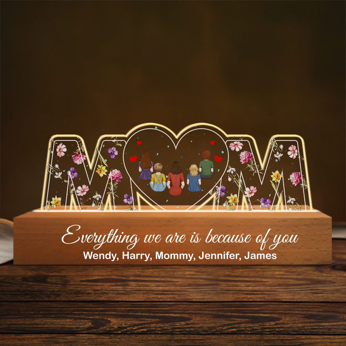 You Are The World Mom - Personalized Custom Acrylic Letters 3D LED Night Light