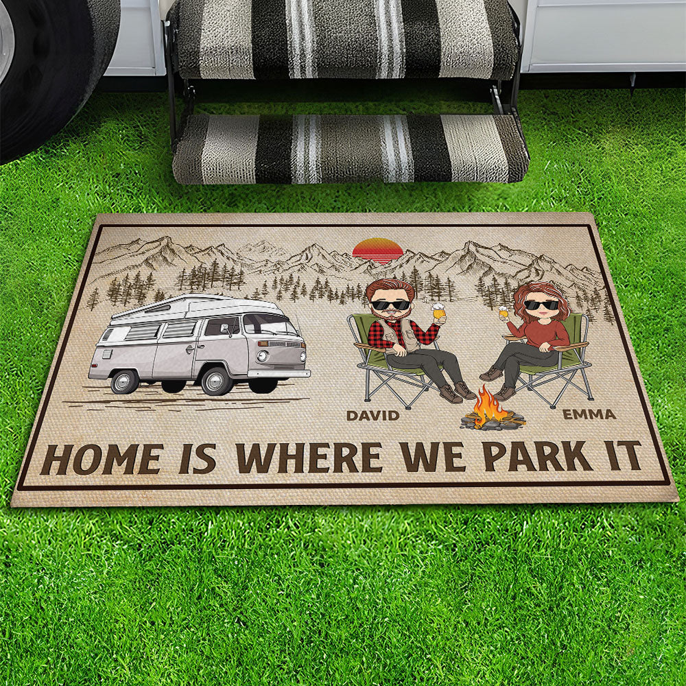 Home Is Where We Park It - Personalized Custom Doormat