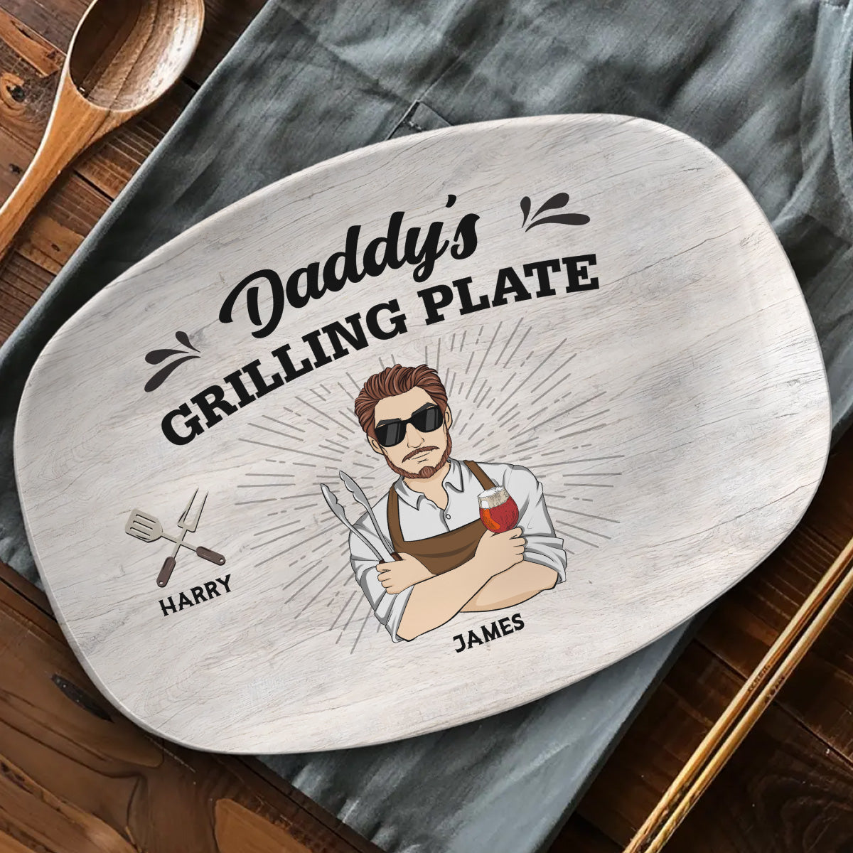 Daddy Is Grilling So We Better Step Back  - Personalized Custom Platter