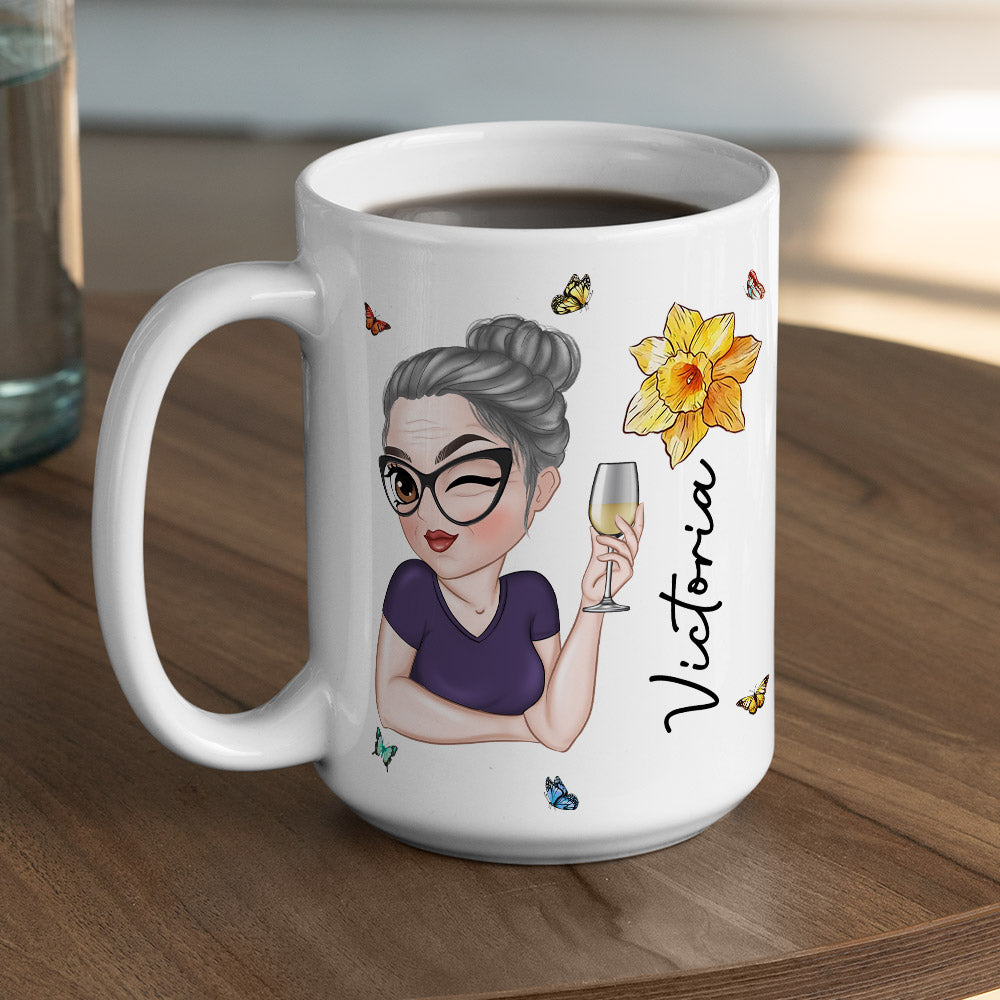 Birth Flower With Name - Personalized Custom Coffee Mug