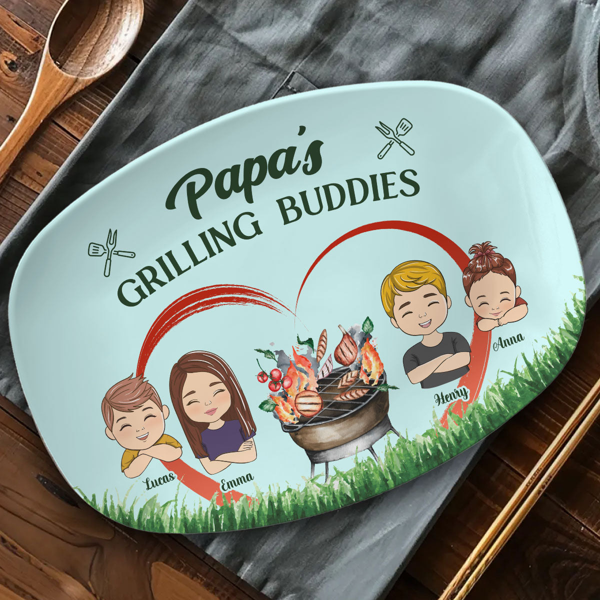 Papa Is Grilling Buddies - Personalized Custom Platte